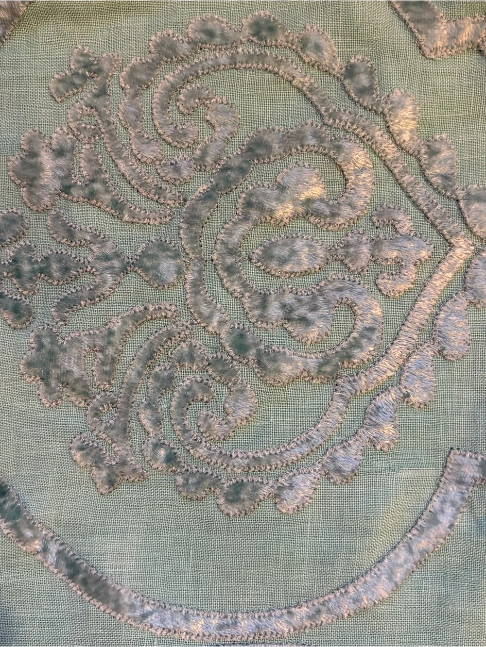 Z Galleries 100% Linen Square Pillowcase Burnt Velvet Applique Boho Maximalist